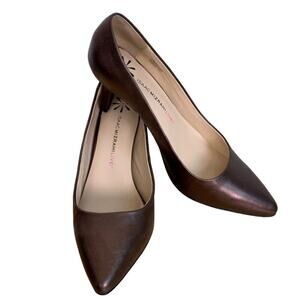 Isaac Mizrahi Live Lighter Brown Leather 3" Heel Classic Pump Shoe Size …